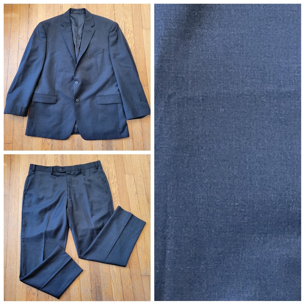 Austin Reed London 42R Charcoal Gray Wool Suit Blazer Pants Academia Preppy Twee